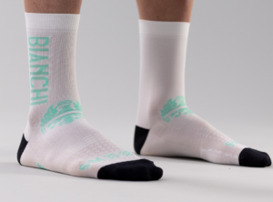 Bianchi Milano High Sock – Socks for bike - White-Celeste
